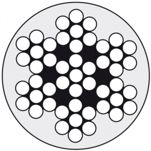 Niro-Relingsdrahtseil, Konstruktion7x7, weiß ummantelt, 5mm