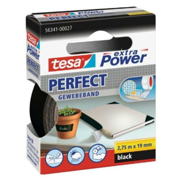 tesa® extra Power Perfect Gewebeband schwarz 19 mm