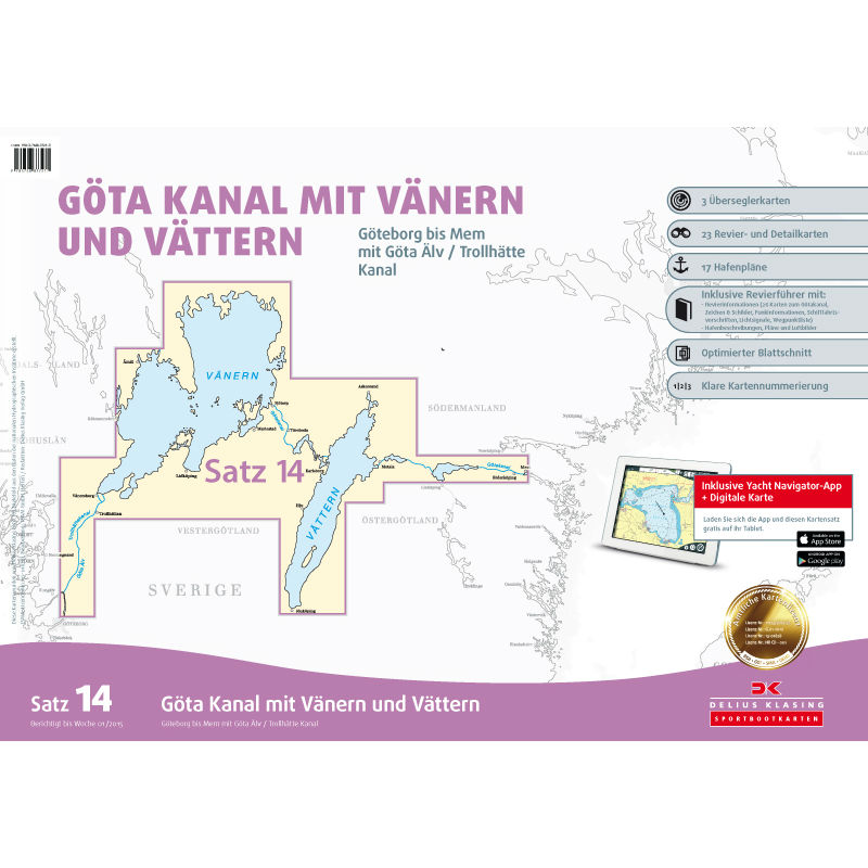 Sportbootkarten Satz 14: Götakanal mit Vänern und Vättern 