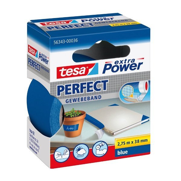 tesa® extra Power Perfect Gewebeband blau 38 mm