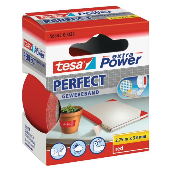 tesa® extra Power Perfect Gewebeband rot 38 mm