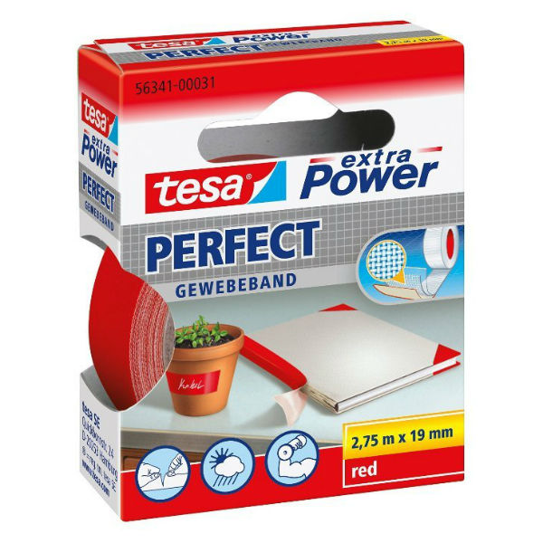 tesa® extra Power Perfect Gewebeband rot 19 mm