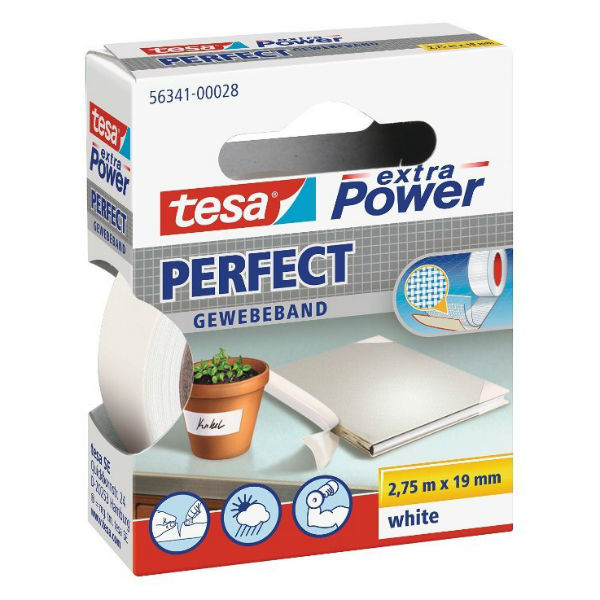 tesa® extra Power Perfect Gewebeband weiss 19 mm