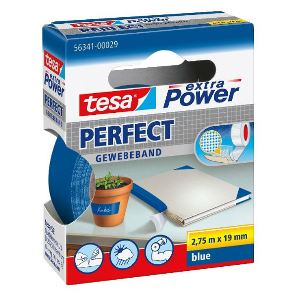 tesa® extra Power Perfect Gewebeband blau 19 mm